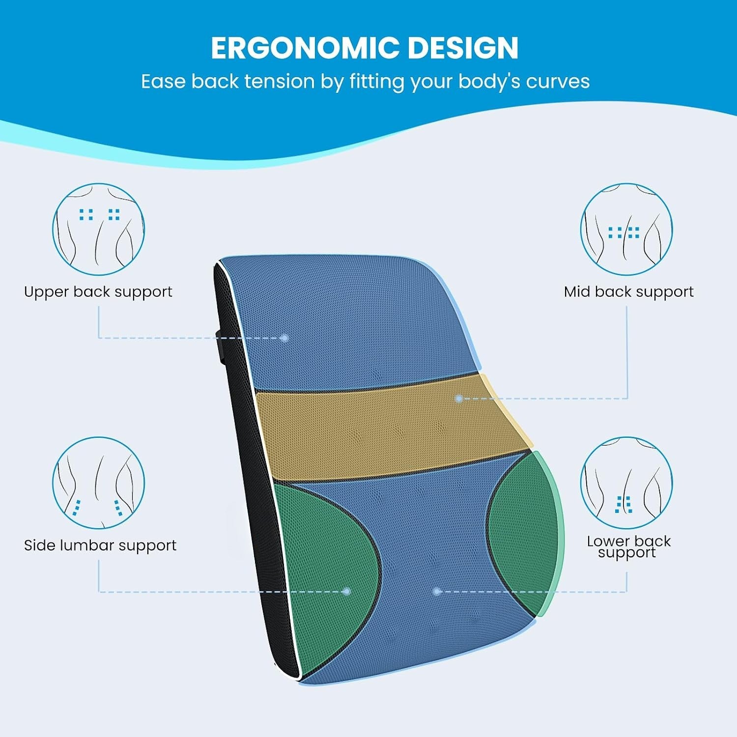 Adjustable Mesh Office‑Car Lumbar Support Pillow