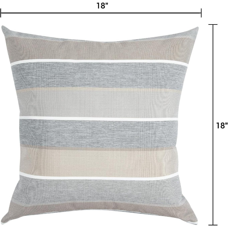 2‑Pack Gray Stripe Water‑Resistant Outdoor Throw Pillows