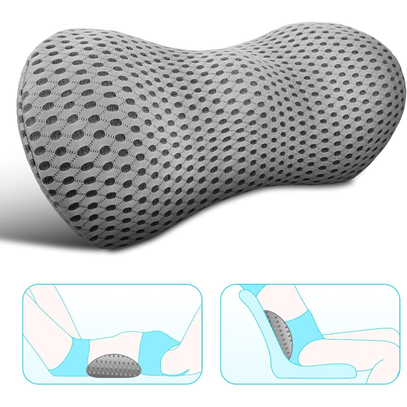 Grey Memory Foam Office Lumbar Support Pillow