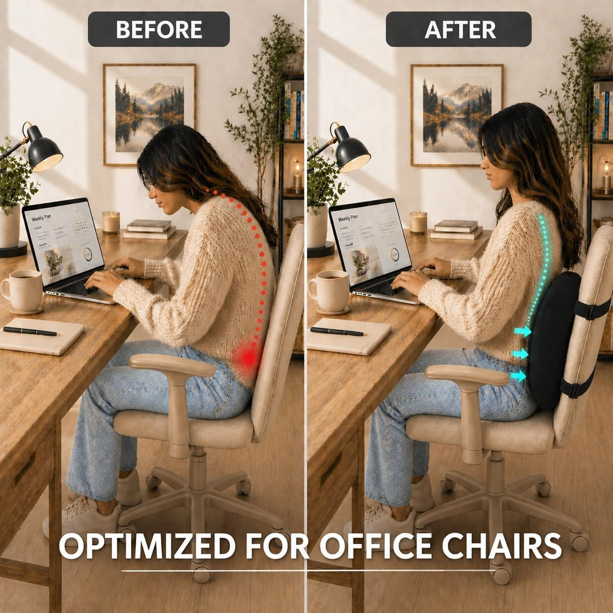 Memory Foam Office Car Lumbar Support Pillow