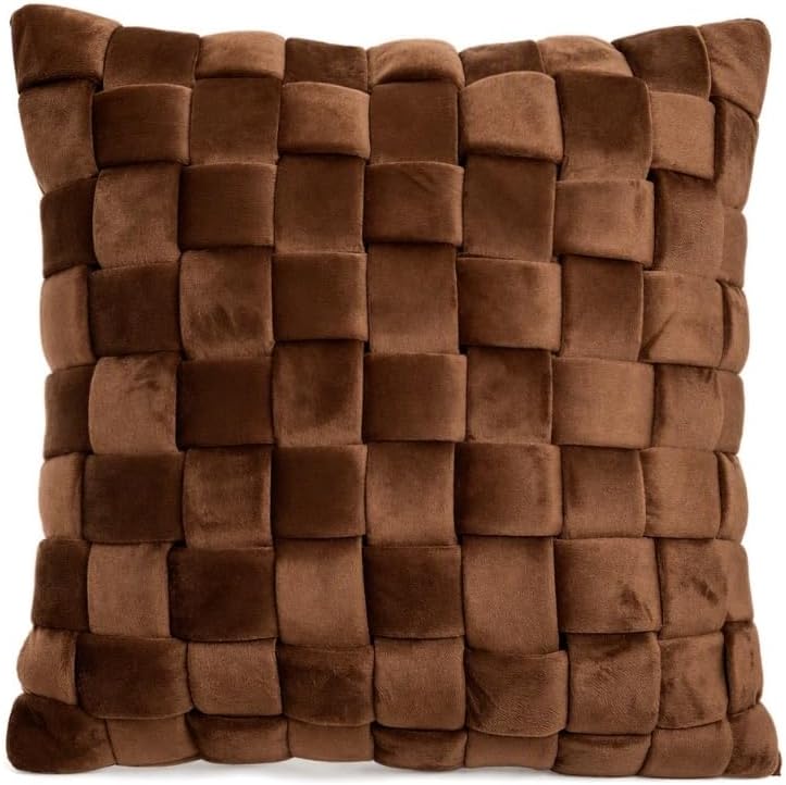Brown Velvet Knotted Decorative Throw Pillow