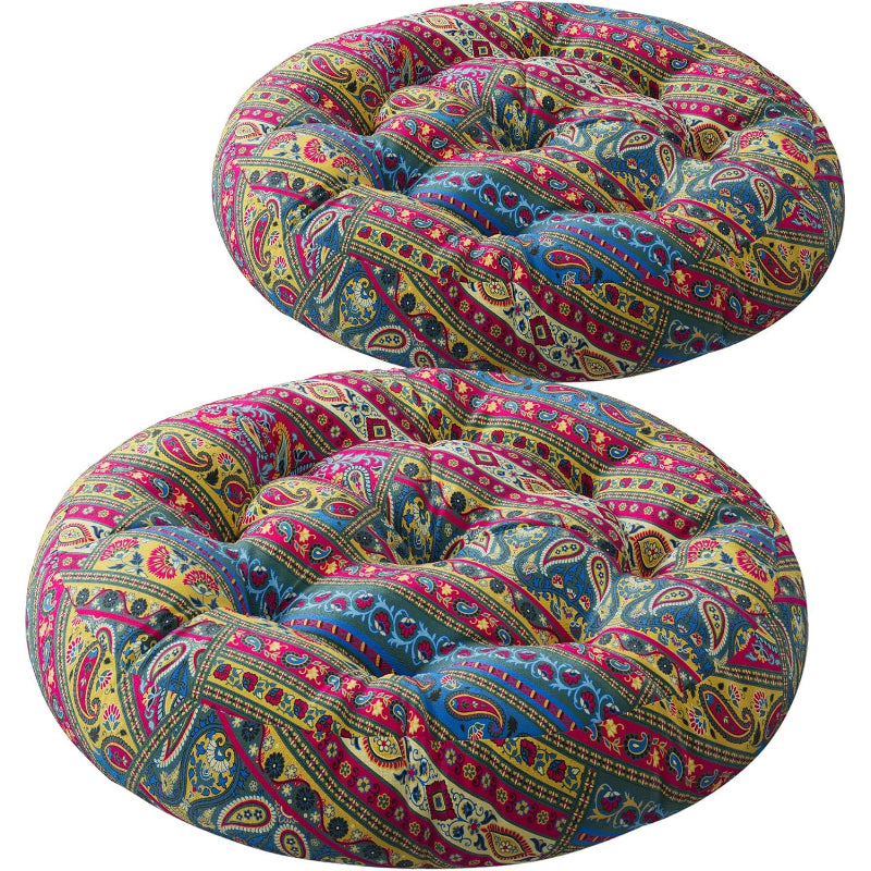 2‑Pack Boho Round Floor Meditation Cushions