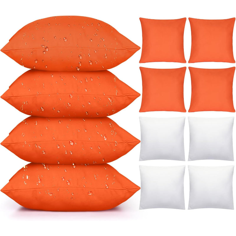 4‑Pack Orange Waterproof Outdoor Throw Pillows
