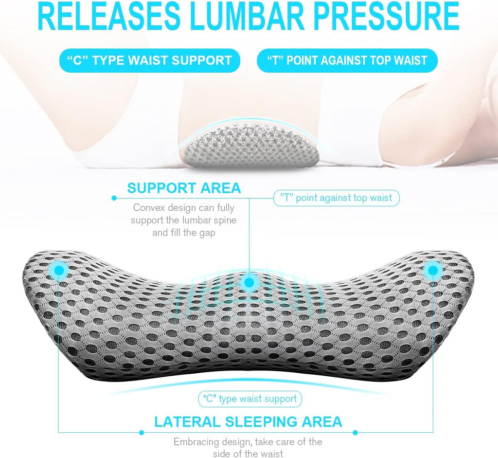Grey Memory Foam Office Lumbar Support Pillow
