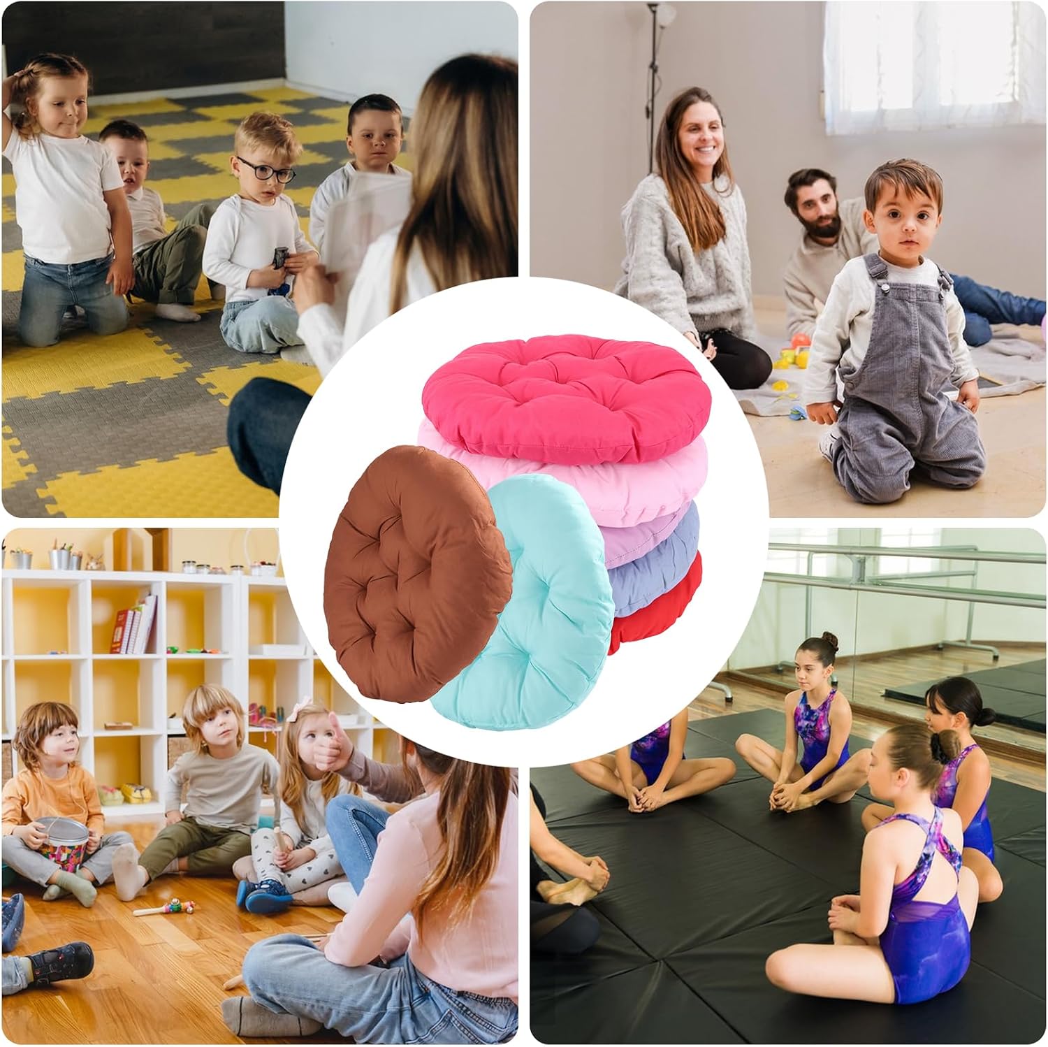 16‑Pcs Kids Round Floor Cushions