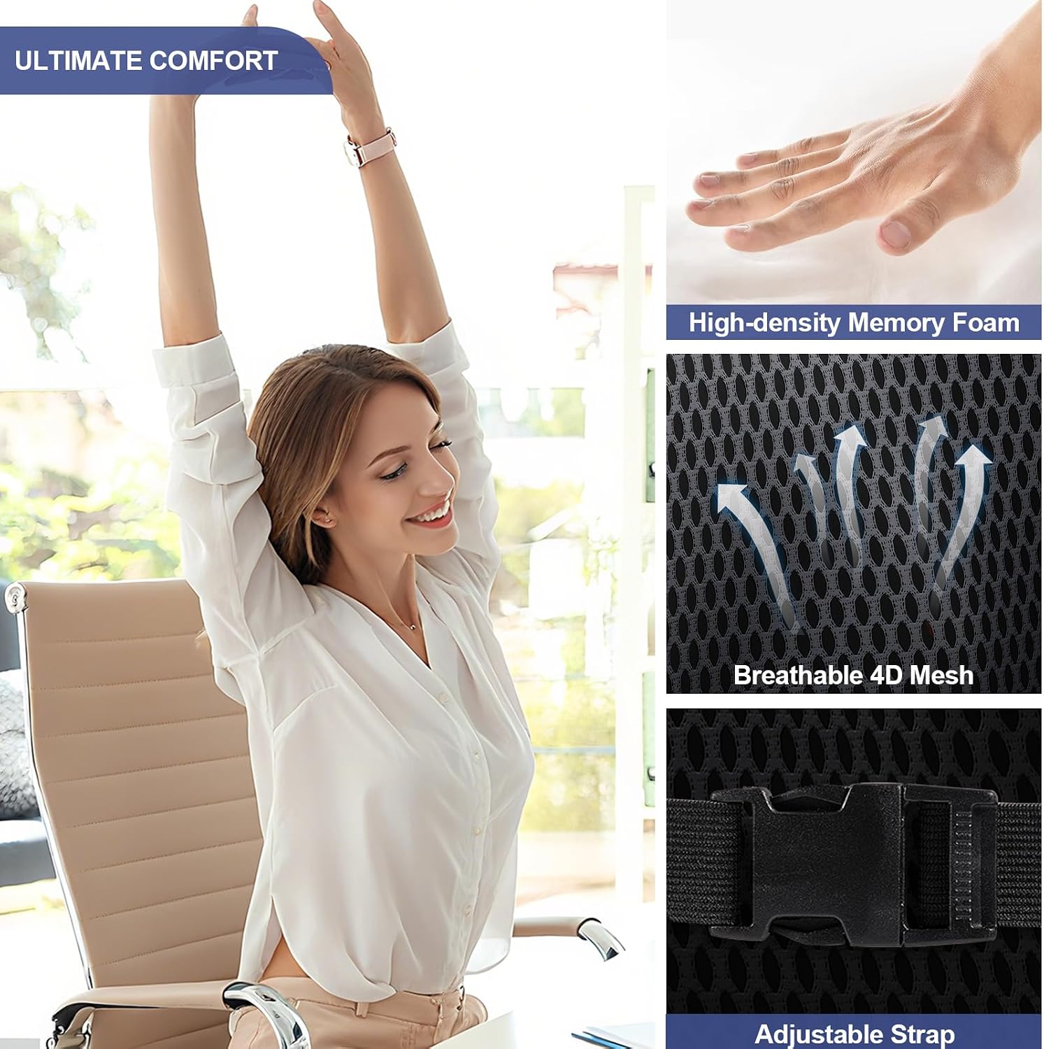 Memory Foam Car Lumbar Support Pillow