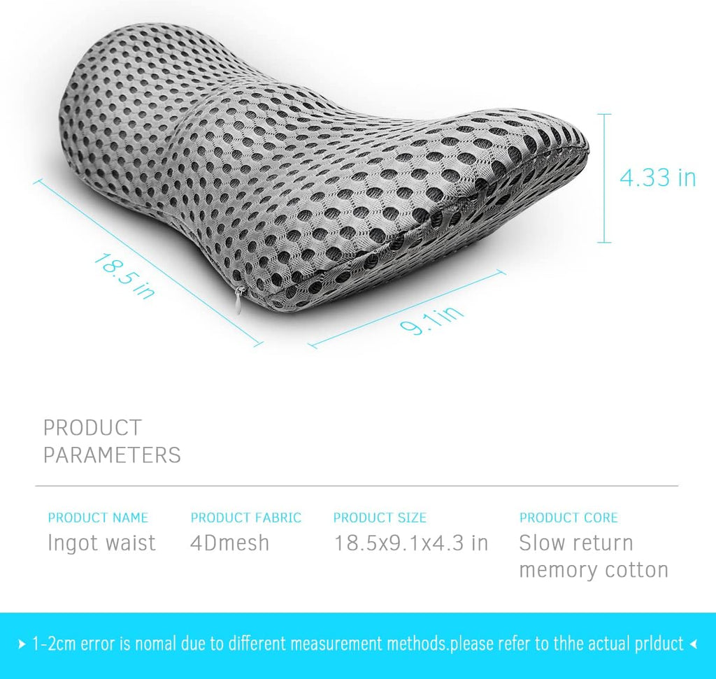 Grey Memory Foam Office Lumbar Support Pillow