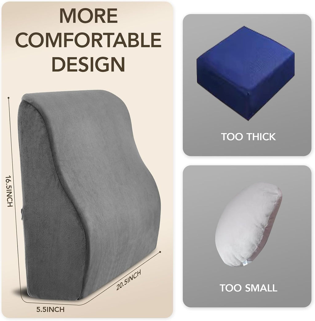 Gray Memory Foam Lumbar Support Pillow