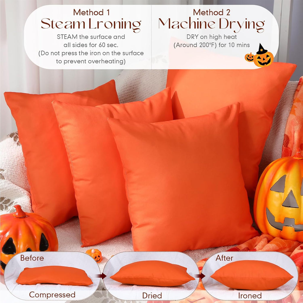 4‑Pack Orange Waterproof Outdoor Throw Pillows