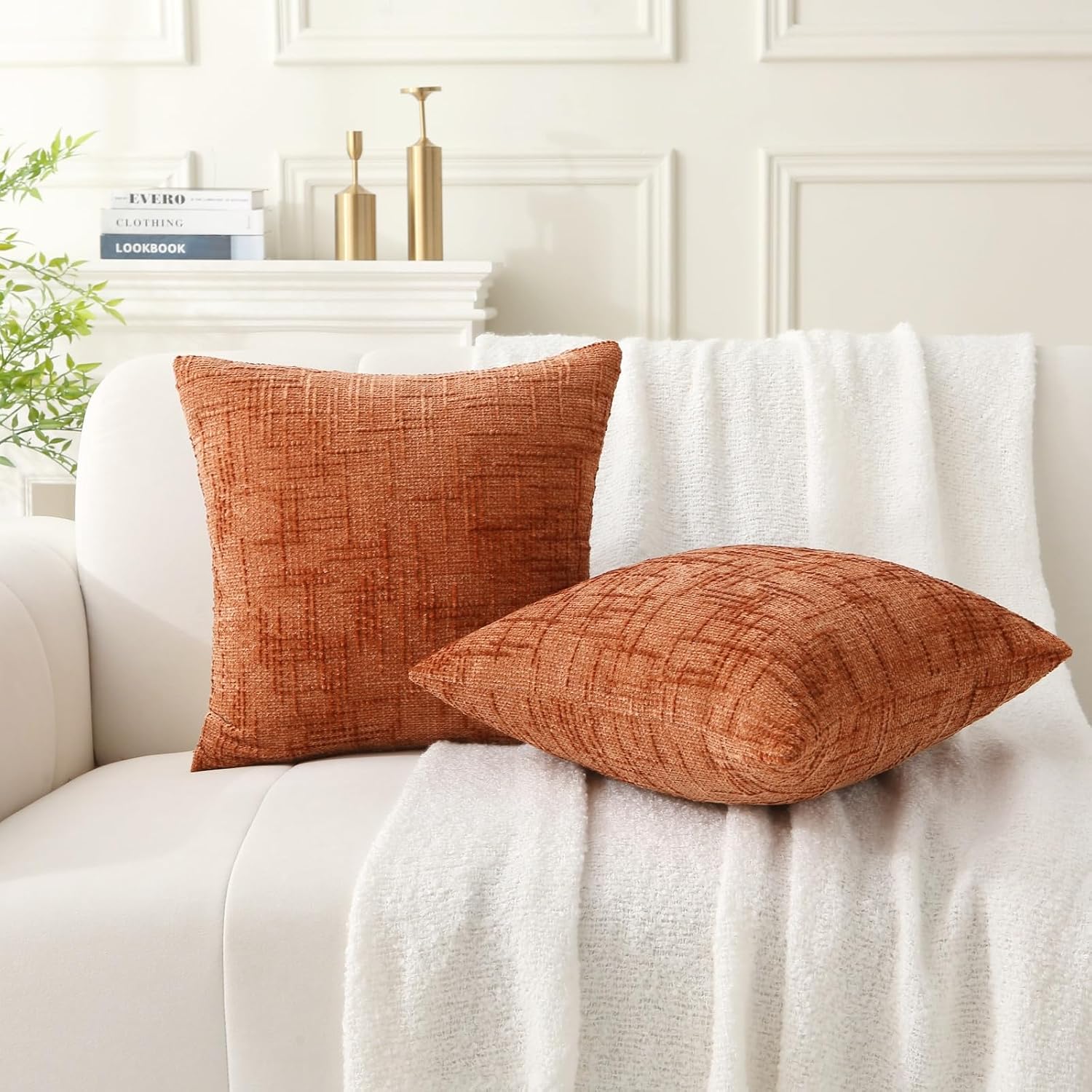 2‑Pack Decorative Brick‑Red Boho Throw Pillows