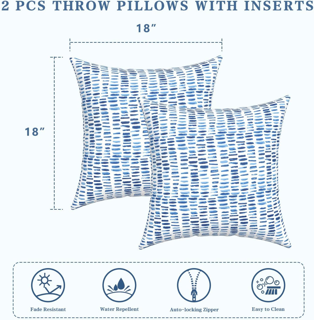 2‑Pack Pebble Blue Indoor‑Outdoor Throw Pillows