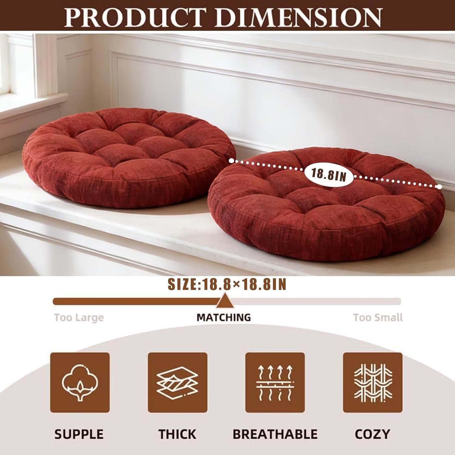 Large Round Meditation Floor Pillow Set of 2