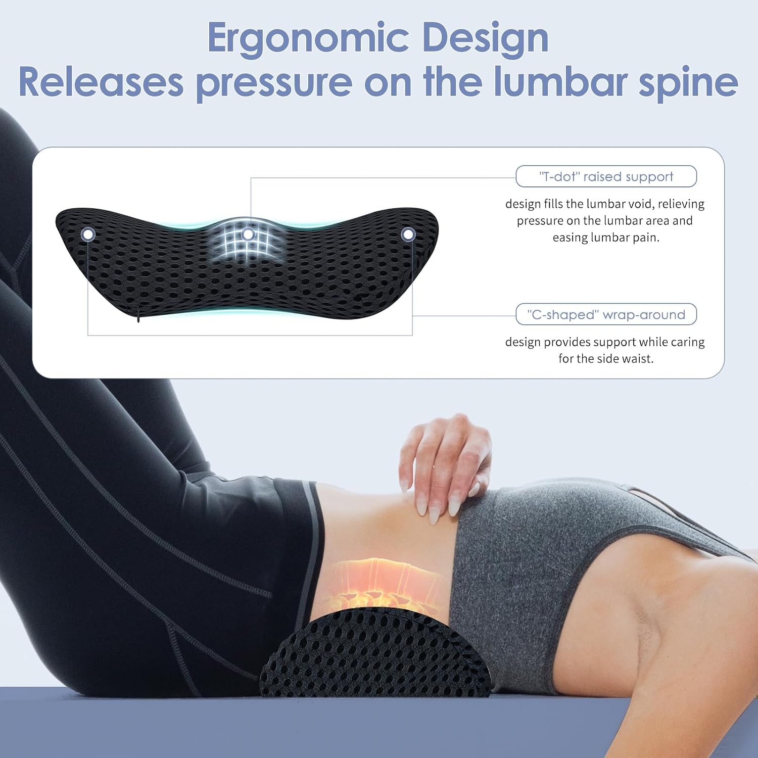 Black Office Chair Lumbar Support Pillow