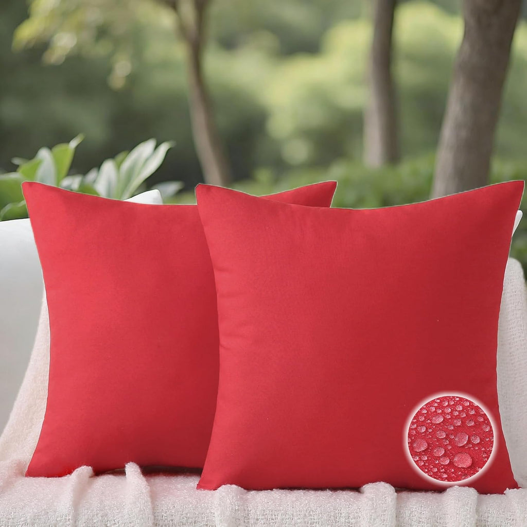 2‑Pack Red Waterproof Outdoor Throw Pillows