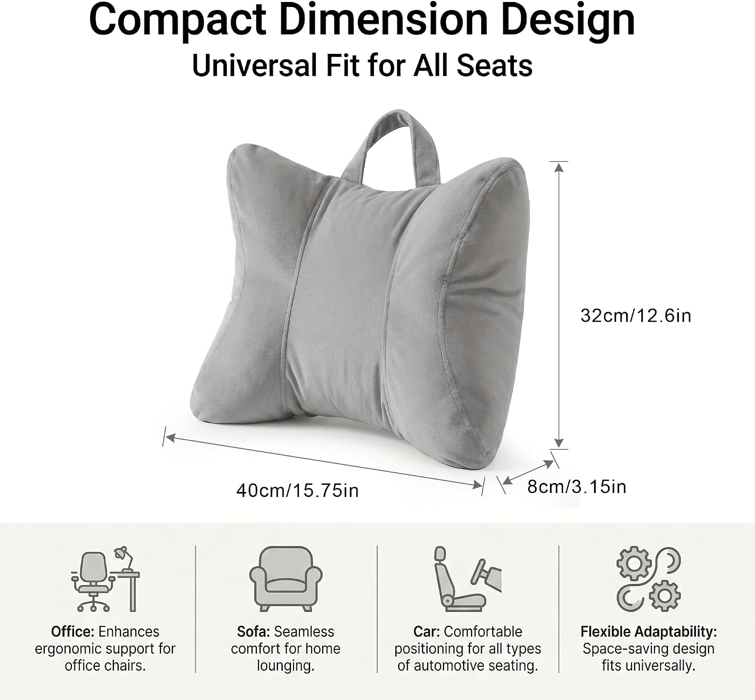 Zinc Gray Lumbar Support Pillow