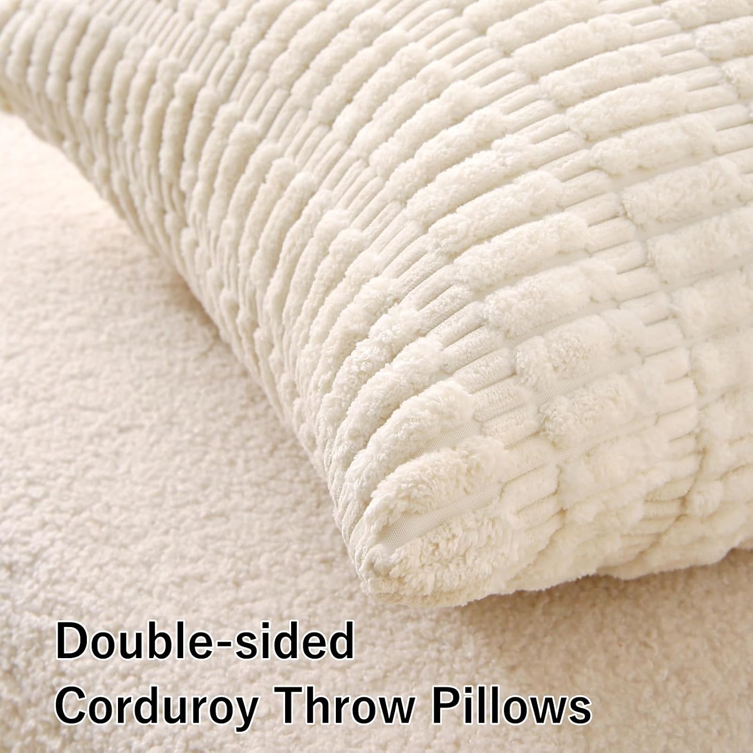 2‑Pack Decorative Beige Corduroy Throw Pillows