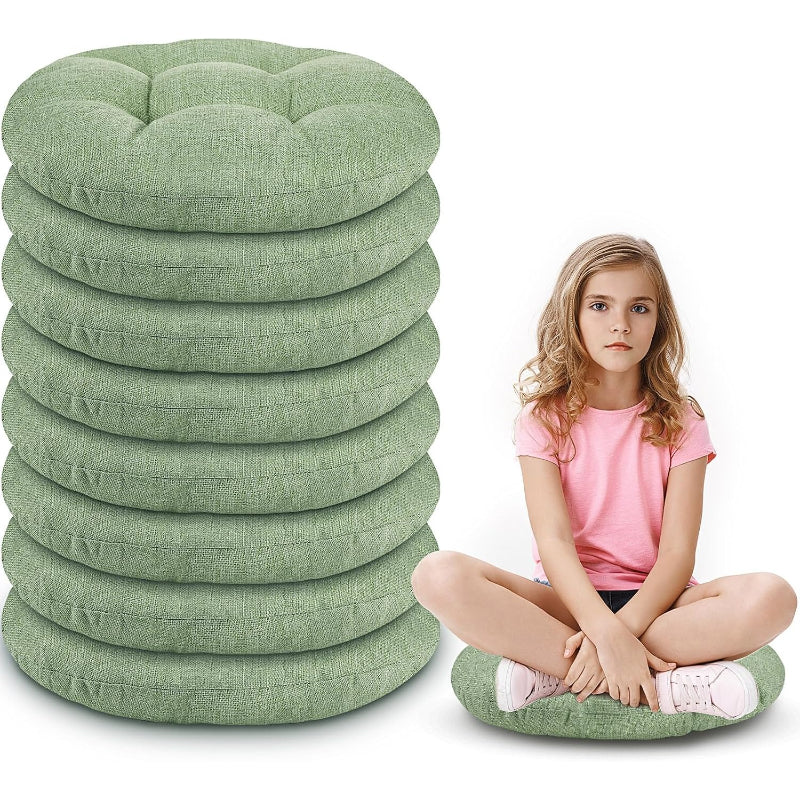 8‑Pcs Green Kids Round Floor Cushions