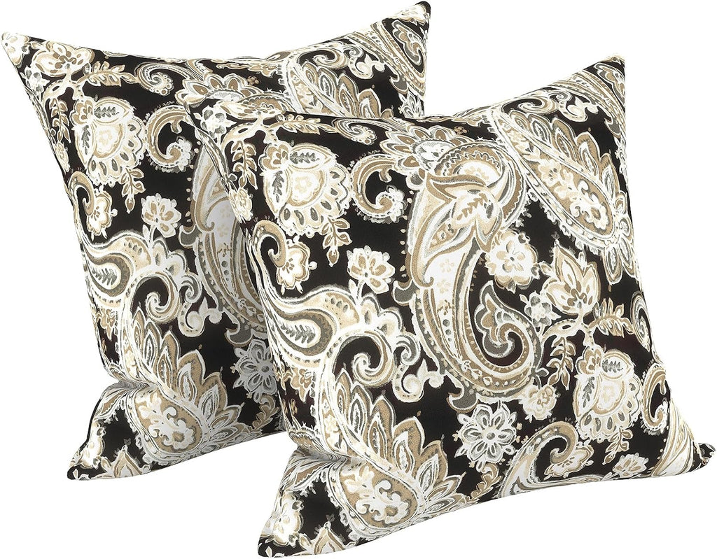 2‑Pack Black Paisley Decorative Throw Pillows