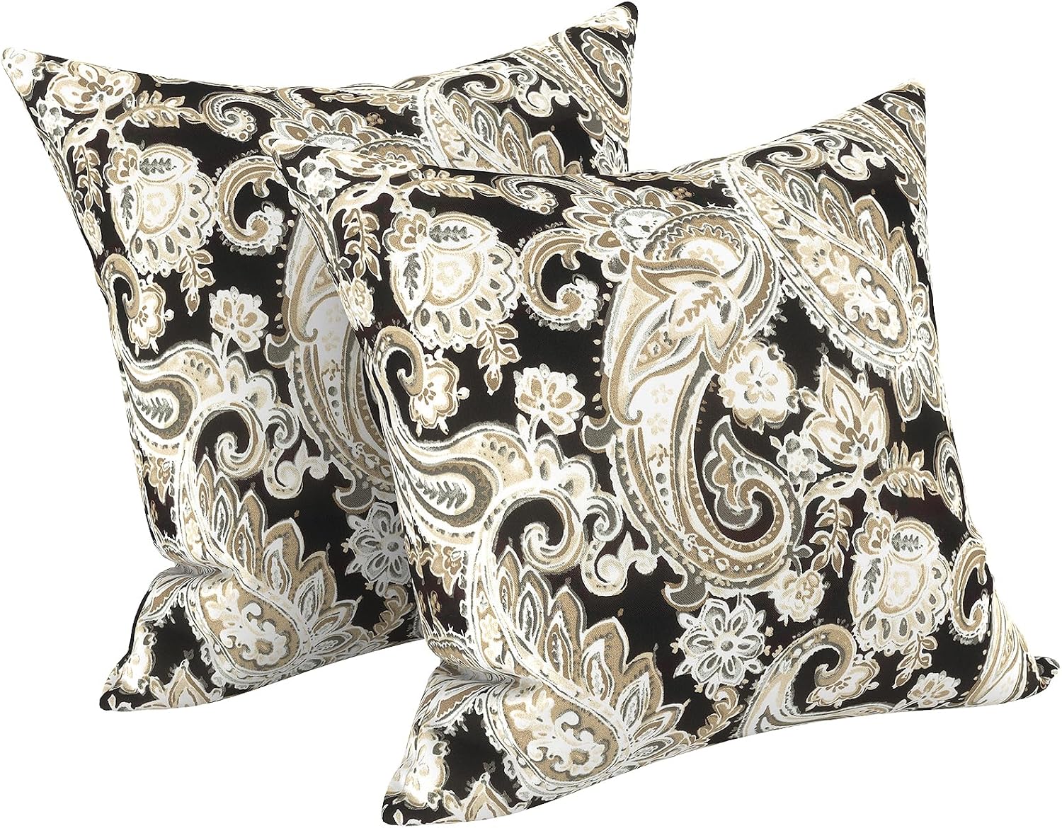 2‑Pack Black Paisley Decorative Throw Pillows