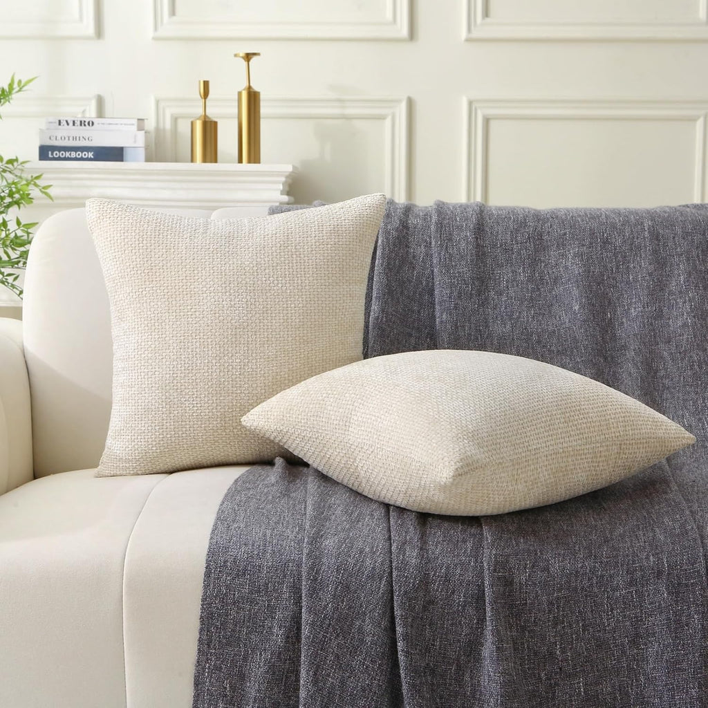 2‑Pack Decorative Beige Woven Boho Throw Pillows