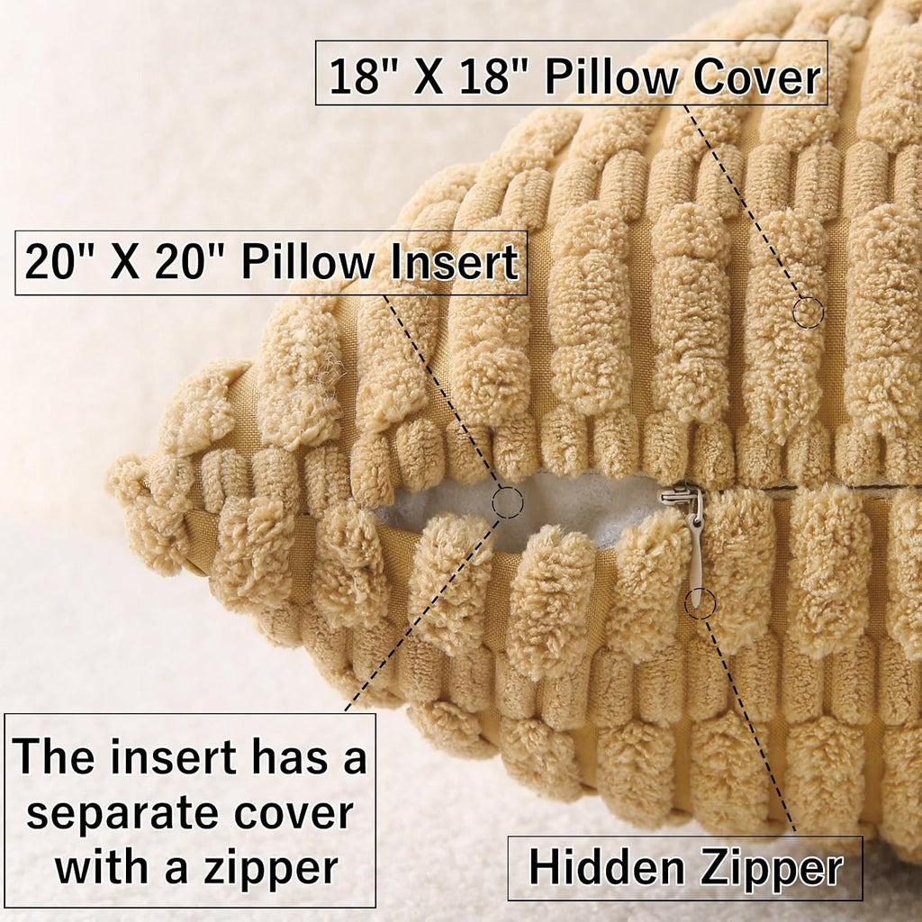 2‑Pack Golden Brow nDecorative Corduroy Throw Pillows