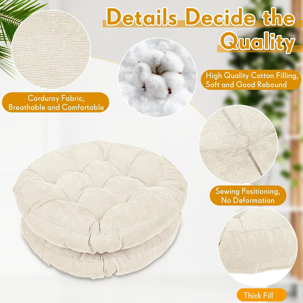 6‑Pcs Beige Round Large Floor Pillows