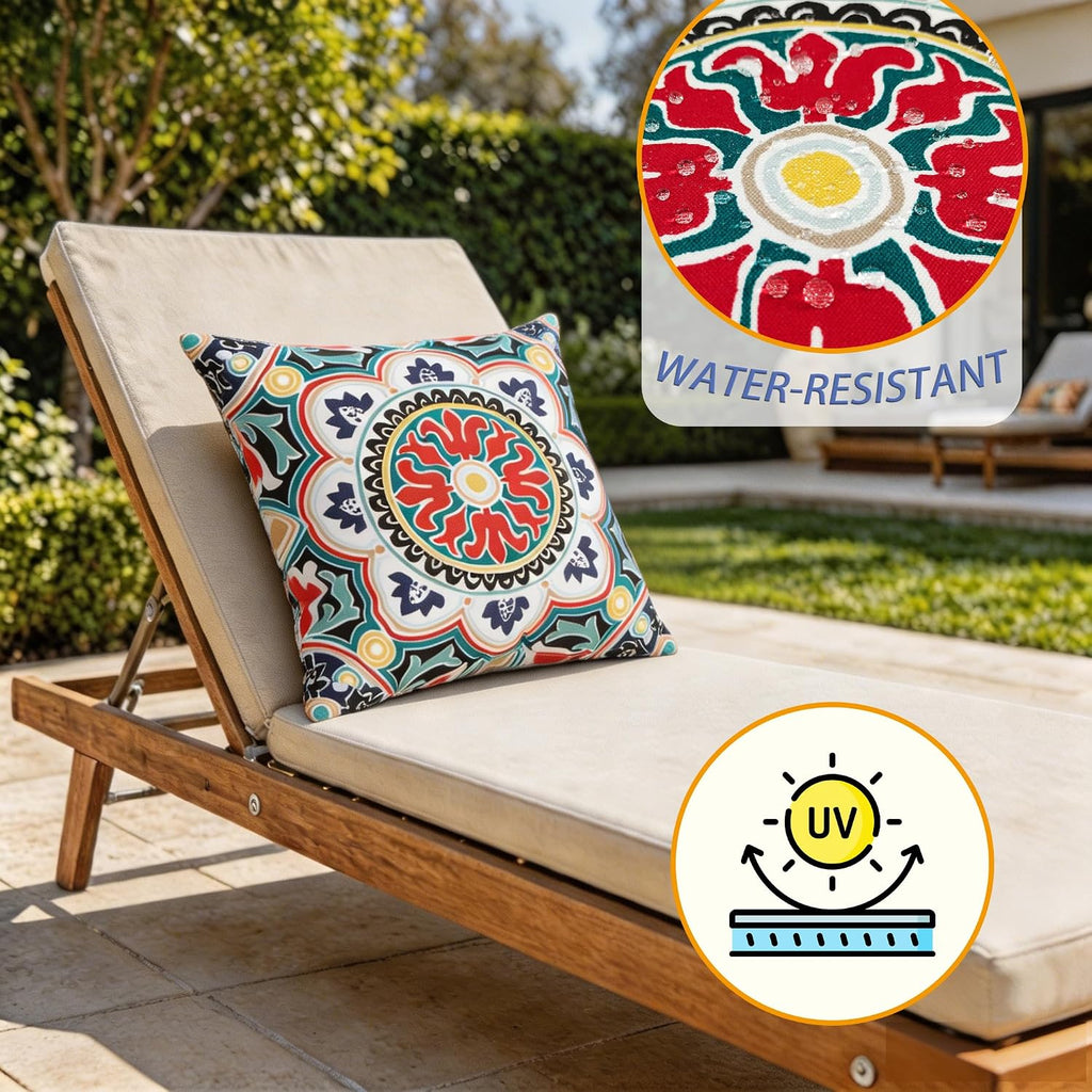 4‑Pack Red‑Black Boho Outdoor Throw Pillows