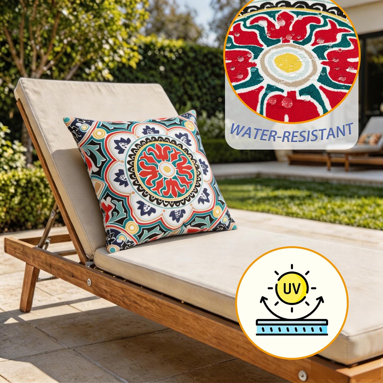 4‑Pack Red‑Black Boho Outdoor Throw Pillows