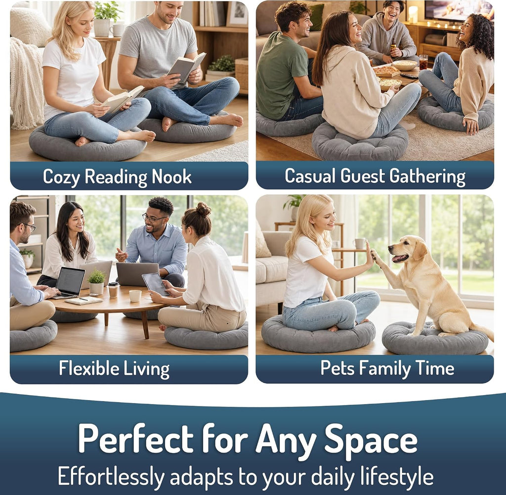 22‑Inch Grey Round Meditation Floor Cushion