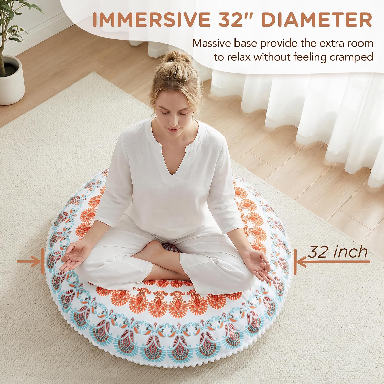 2‑Pack Large 32‑Inch Floor Meditation Cushions