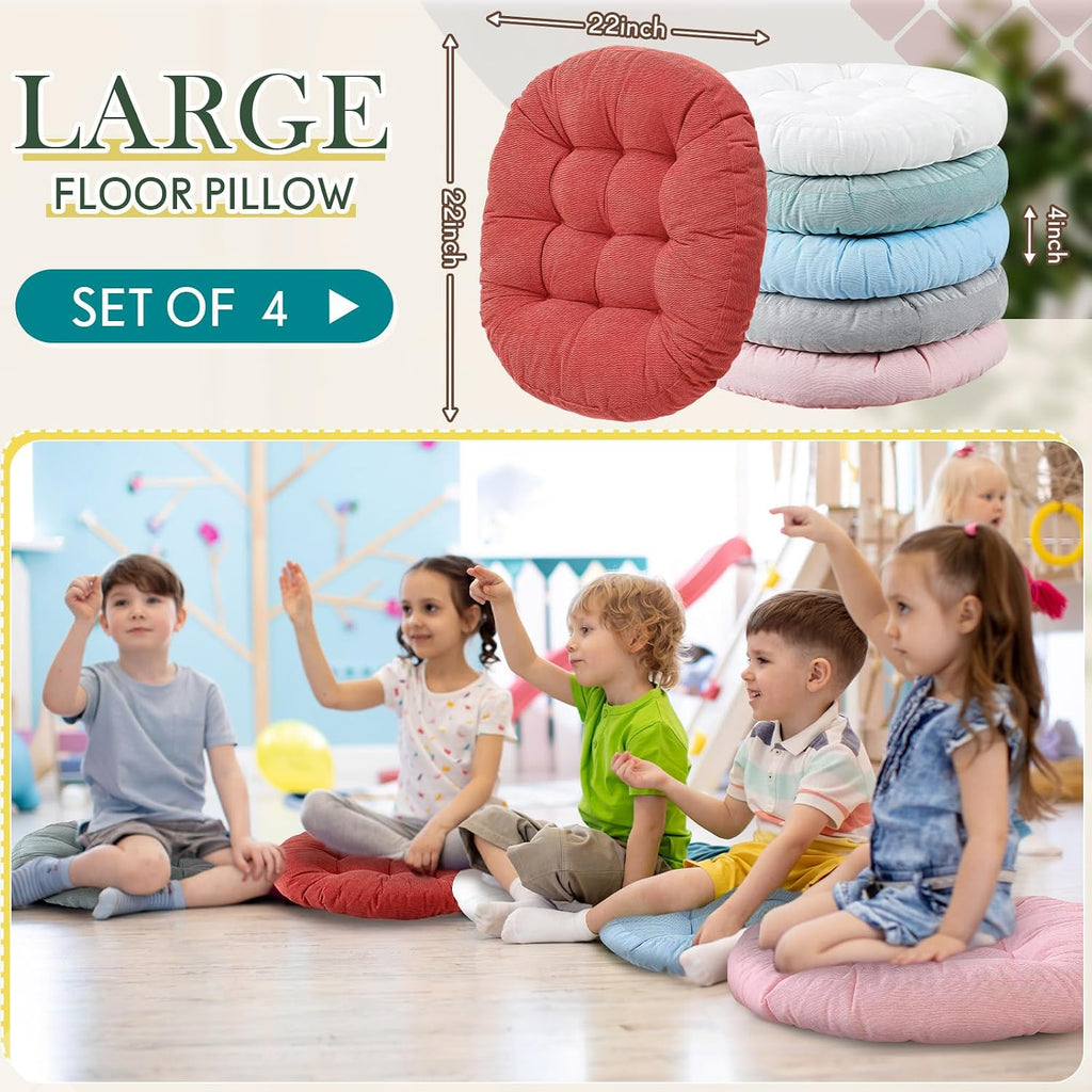 6‑Pcs Colorful Round Large Floor Pillows