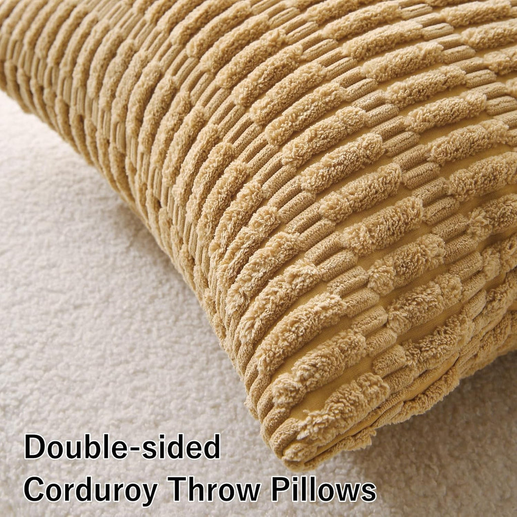 2‑Pack Golden Brow nDecorative Corduroy Throw Pillows