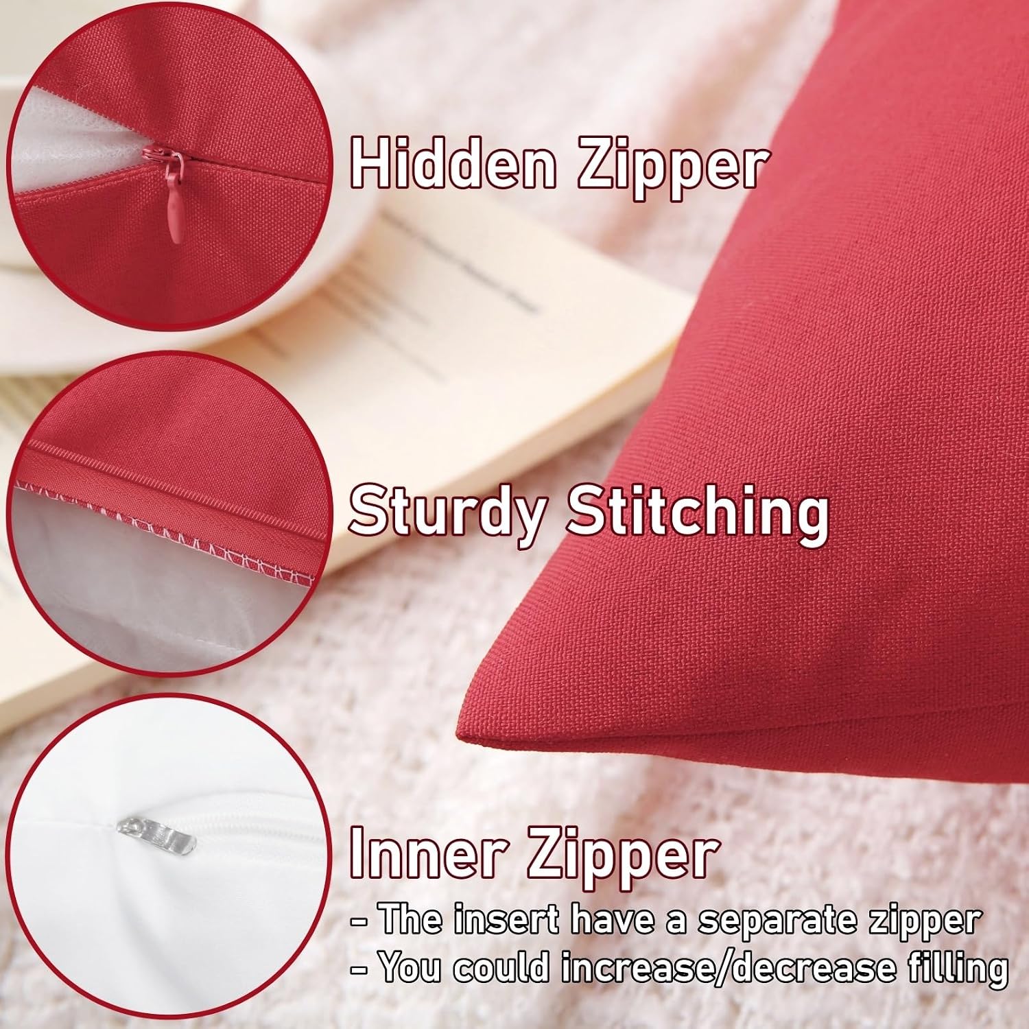 2‑Pack Red Waterproof Outdoor Throw Pillows