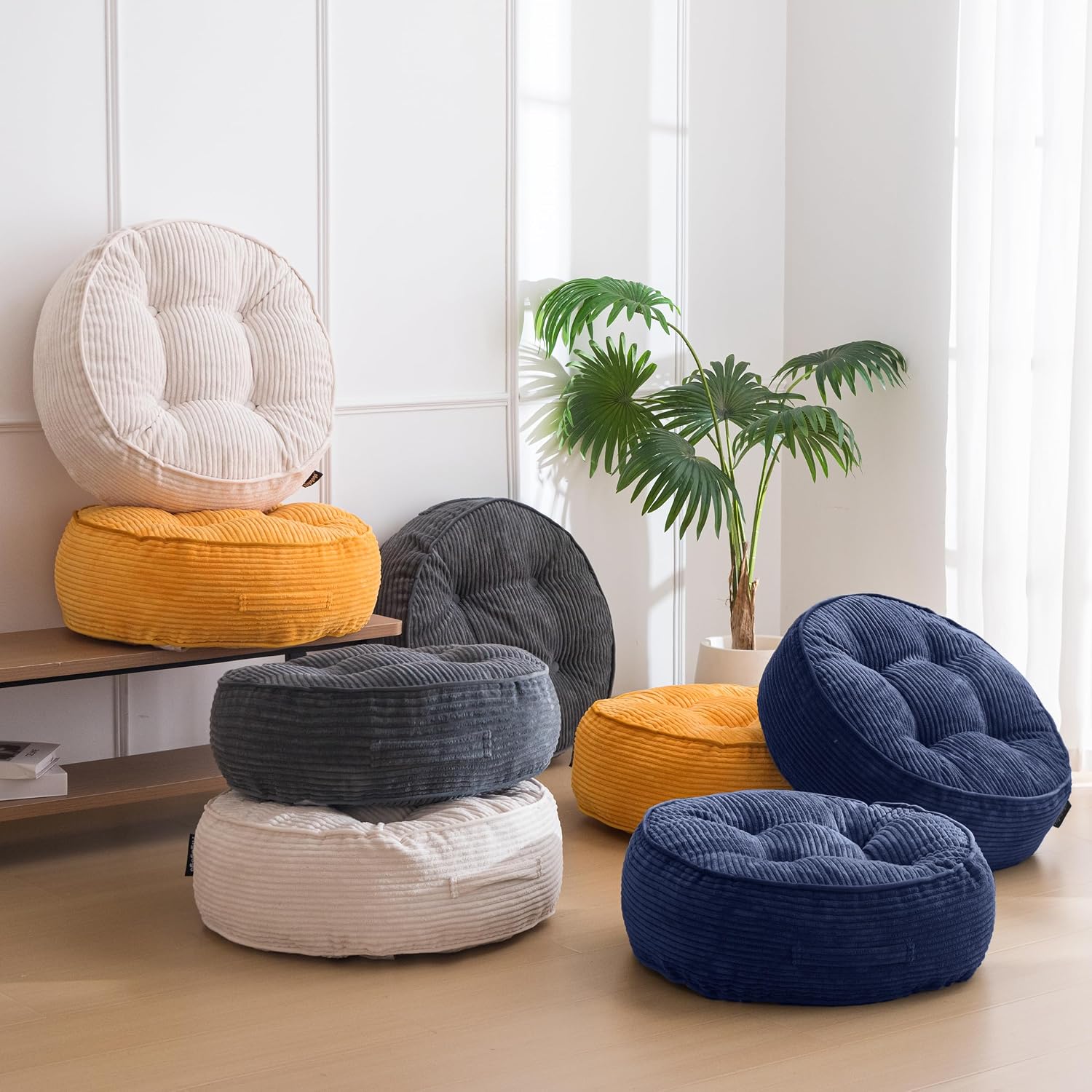 Tufted Corduroy Round Meditation Floor Pillow