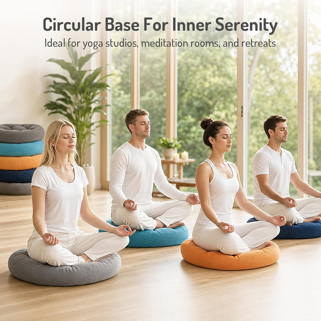 22‑Inch Grey Round Meditation Floor Cushion