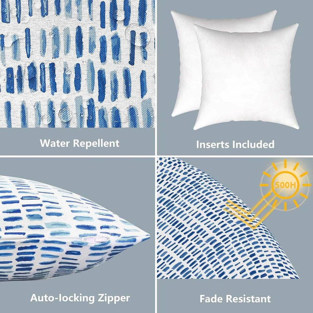 2‑Pack Pebble Blue Indoor‑Outdoor Throw Pillows