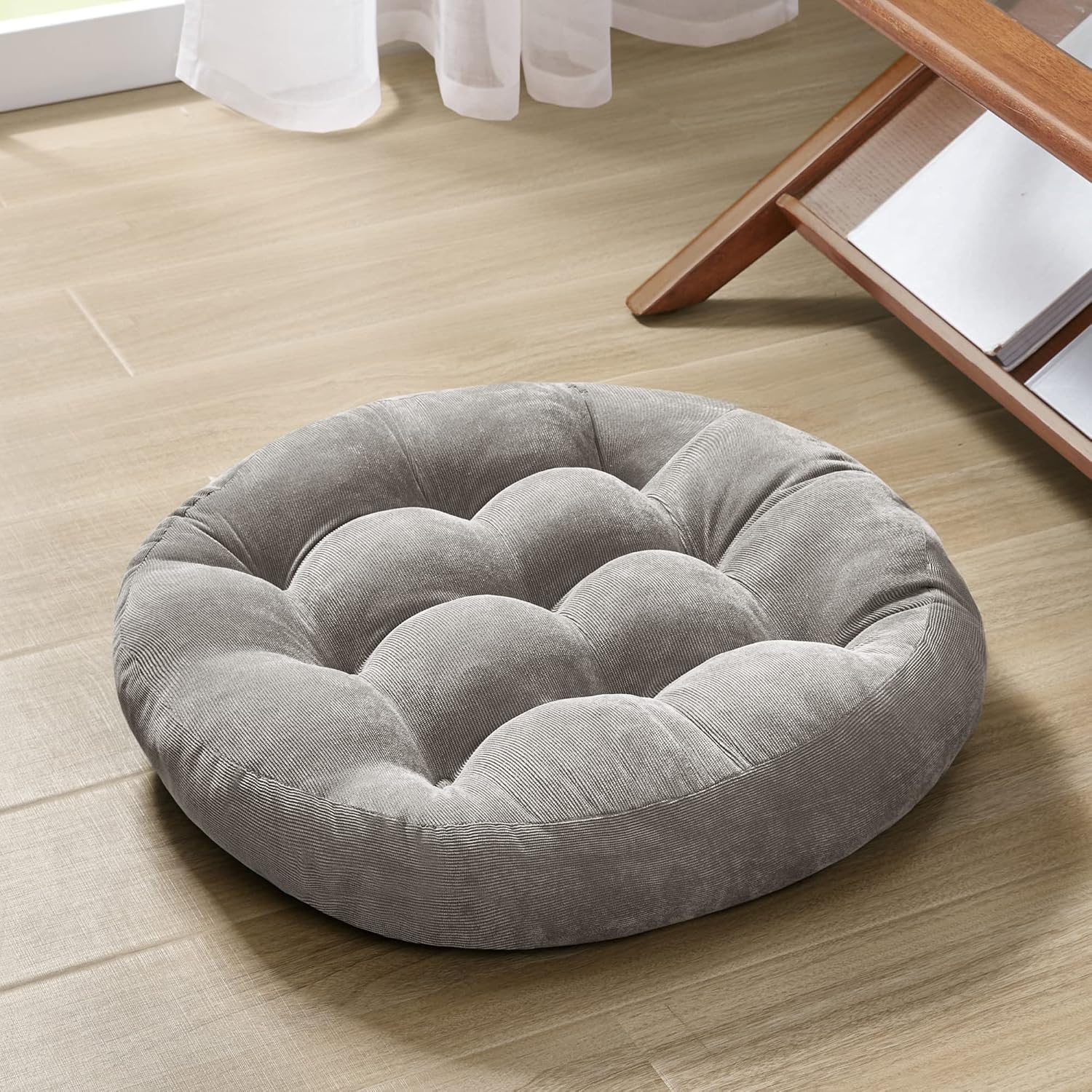 22‑Inch Grey Round Meditation Floor Cushion