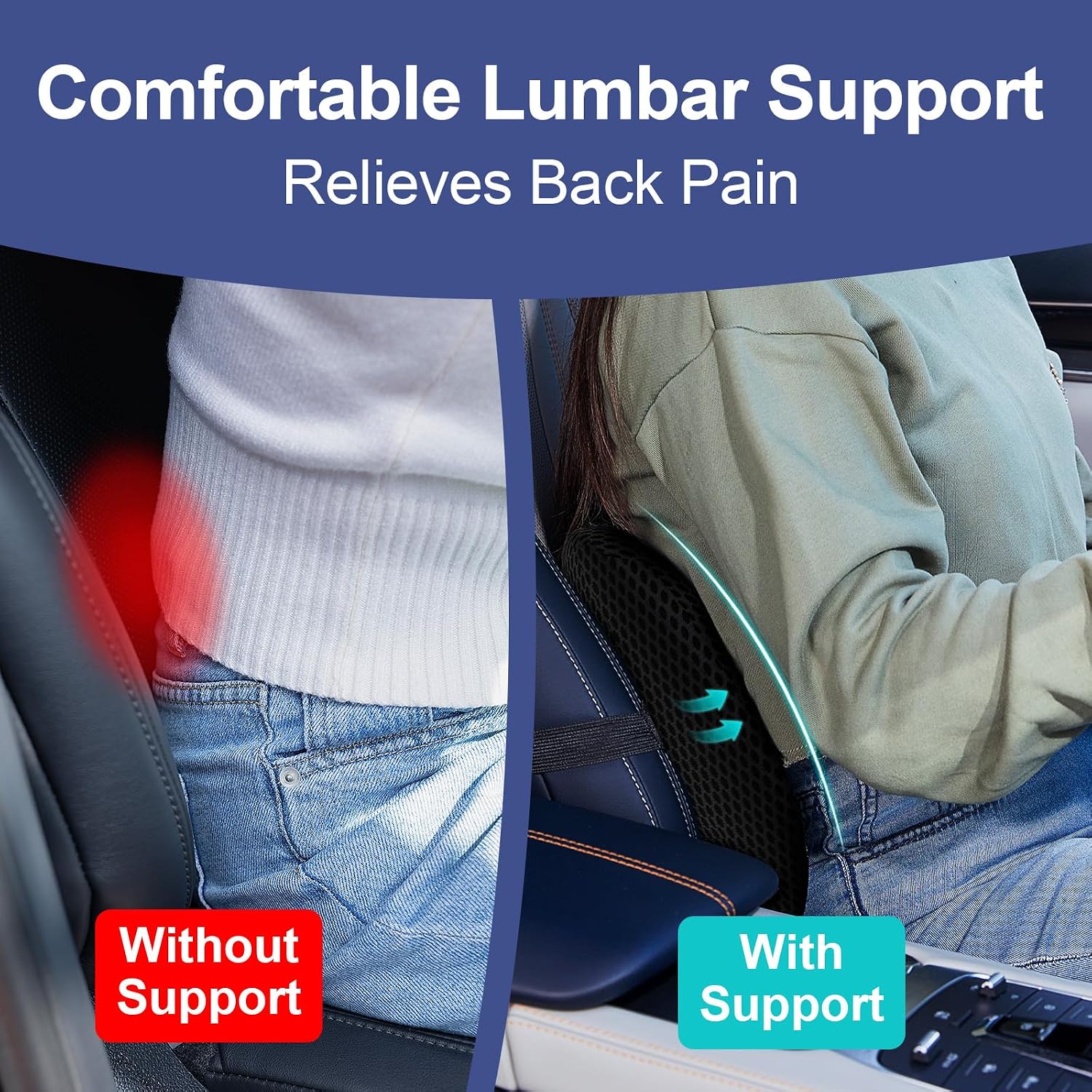 Memory Foam Car Lumbar Support Pillow