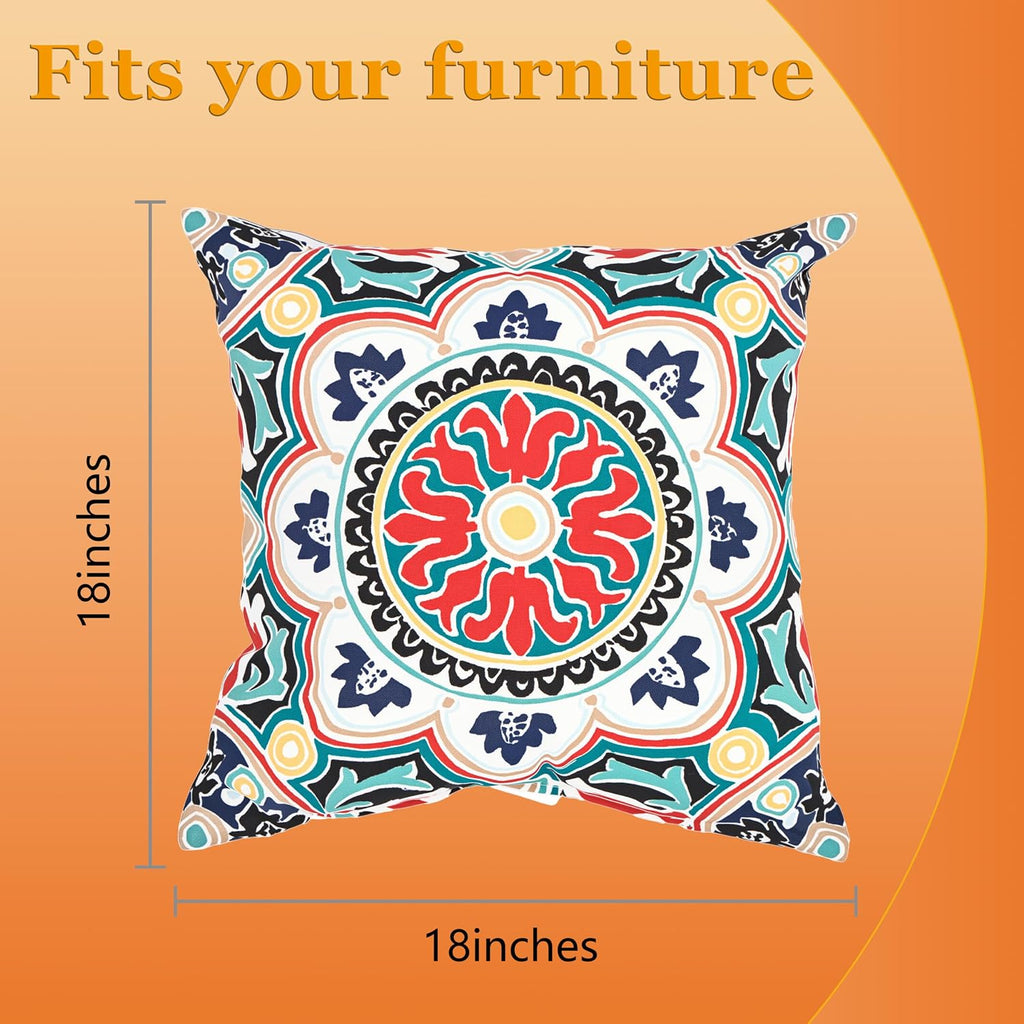 4‑Pack Red‑Black Boho Outdoor Throw Pillows