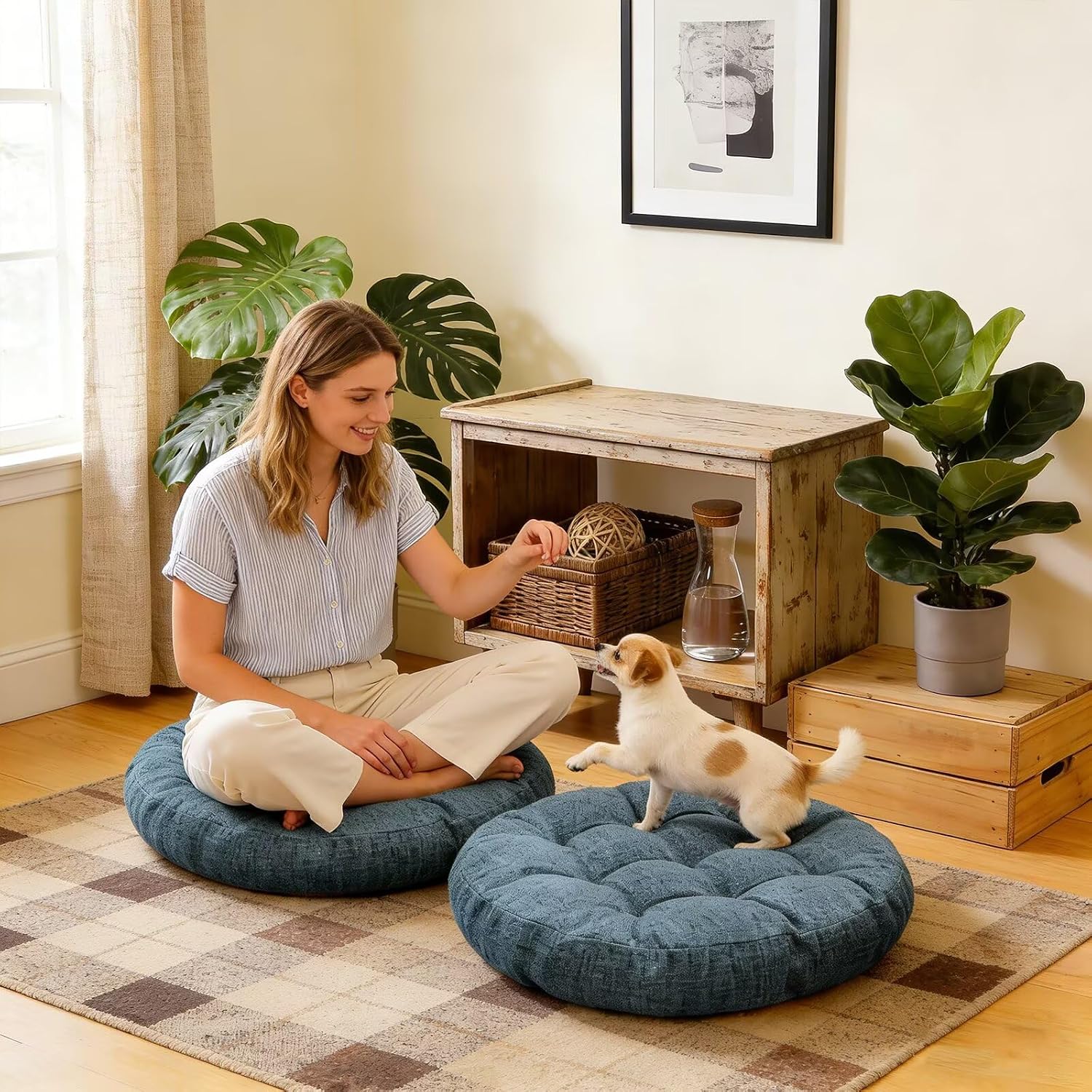 Large Round Meditation Floor Pillow Set of 2