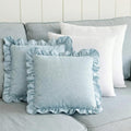 2‑Pack Light Blue Linen Decorative Ruffle Throw Pillows