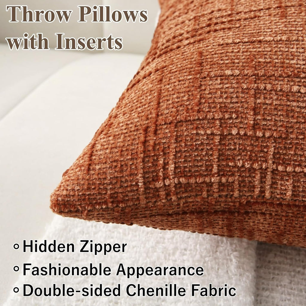 2‑Pack Decorative Brick‑Red Boho Throw Pillows
