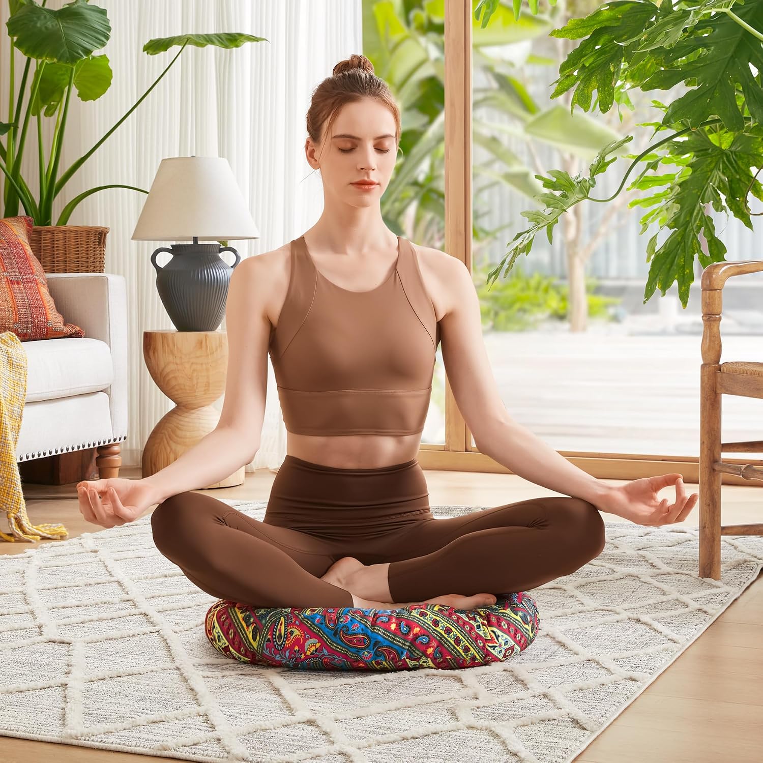 2‑Pack Boho Round Floor Meditation Cushions