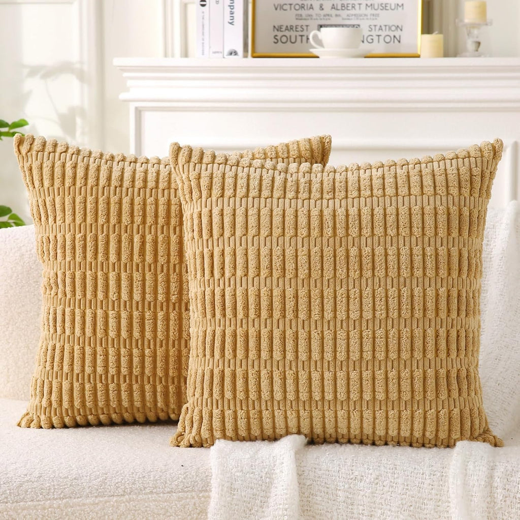 2‑Pack Golden Brow nDecorative Corduroy Throw Pillows