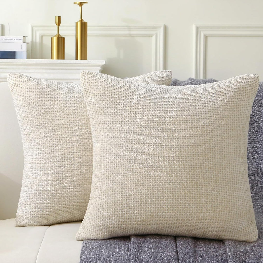 2‑Pack Decorative Beige Woven Boho Throw Pillows