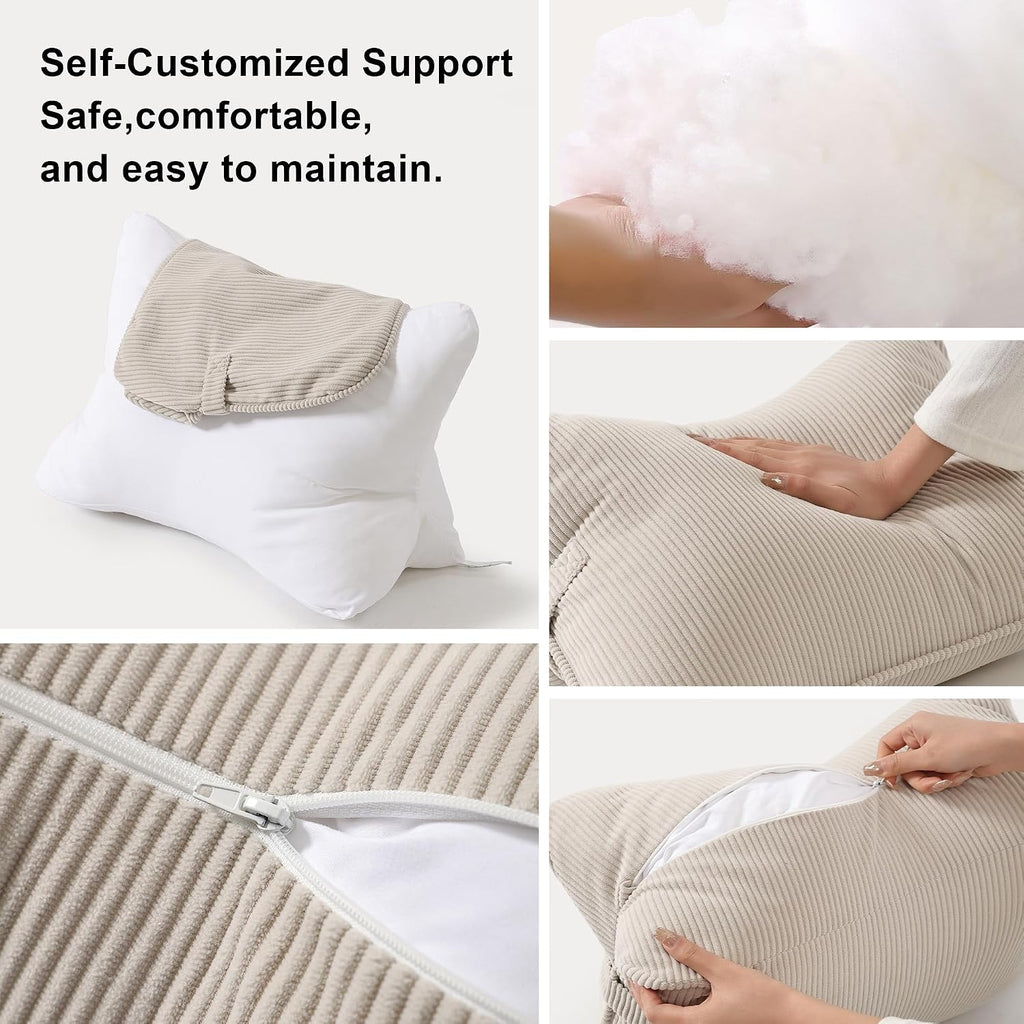 Beige‑Gray Triangle Sofa Lumbar Support Cushion