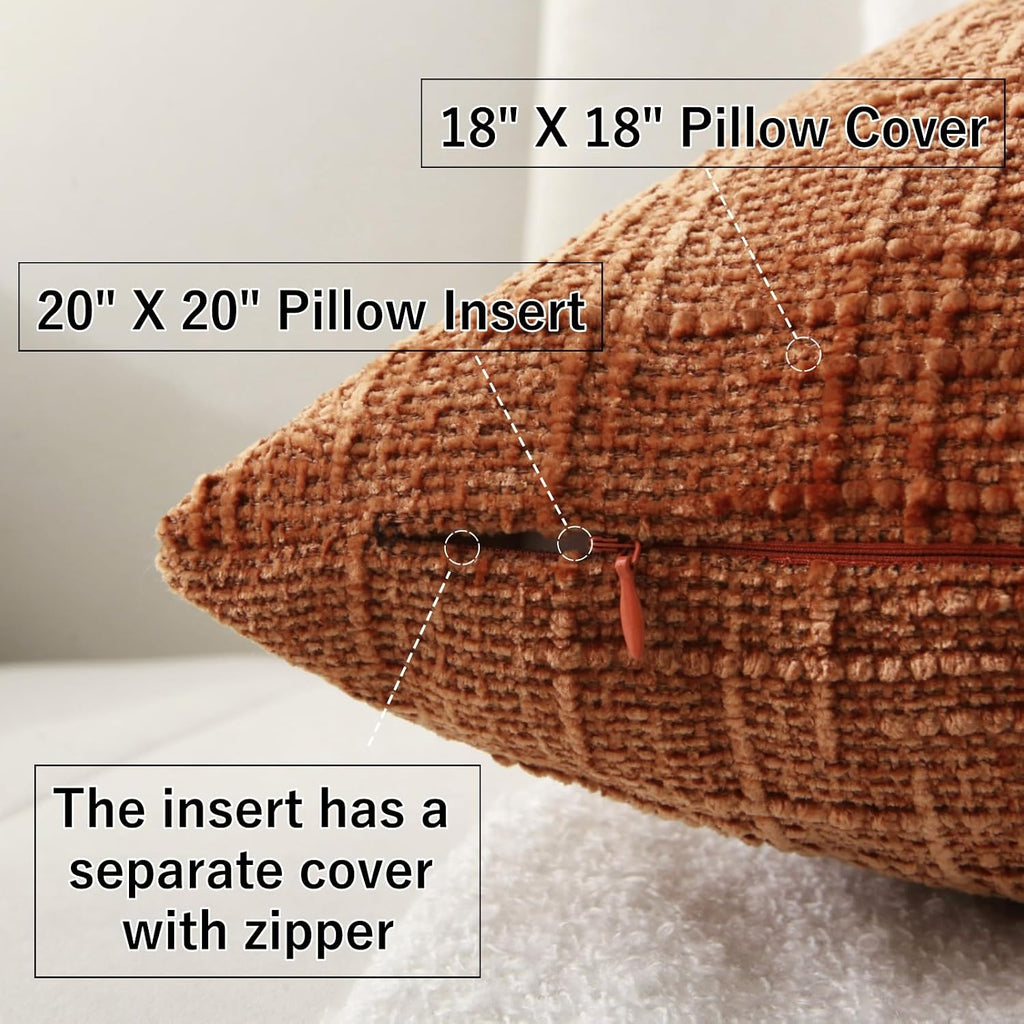 2‑Pack Decorative Brick‑Red Boho Throw Pillows