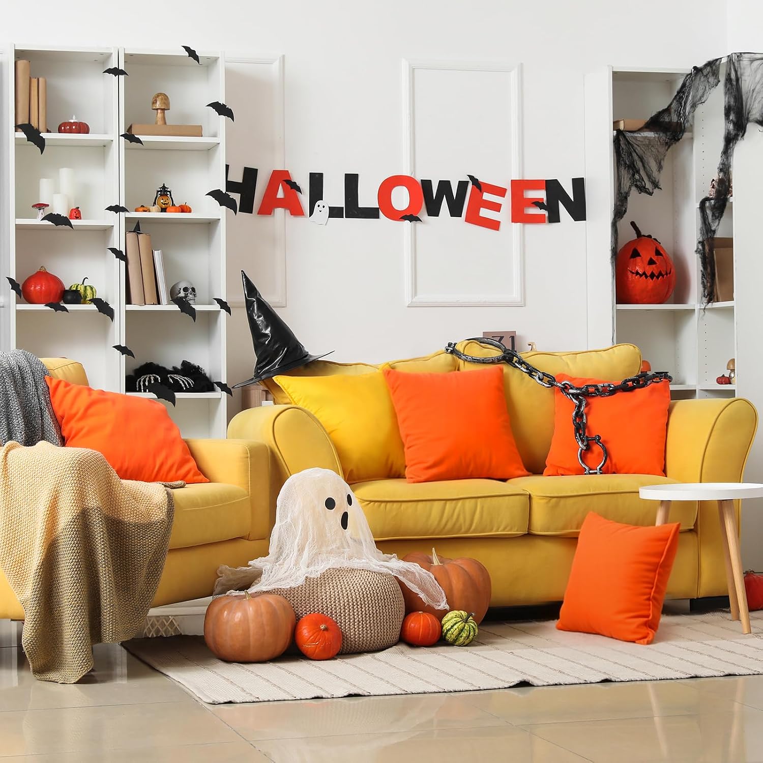 4‑Pack Orange Waterproof Outdoor Throw Pillows