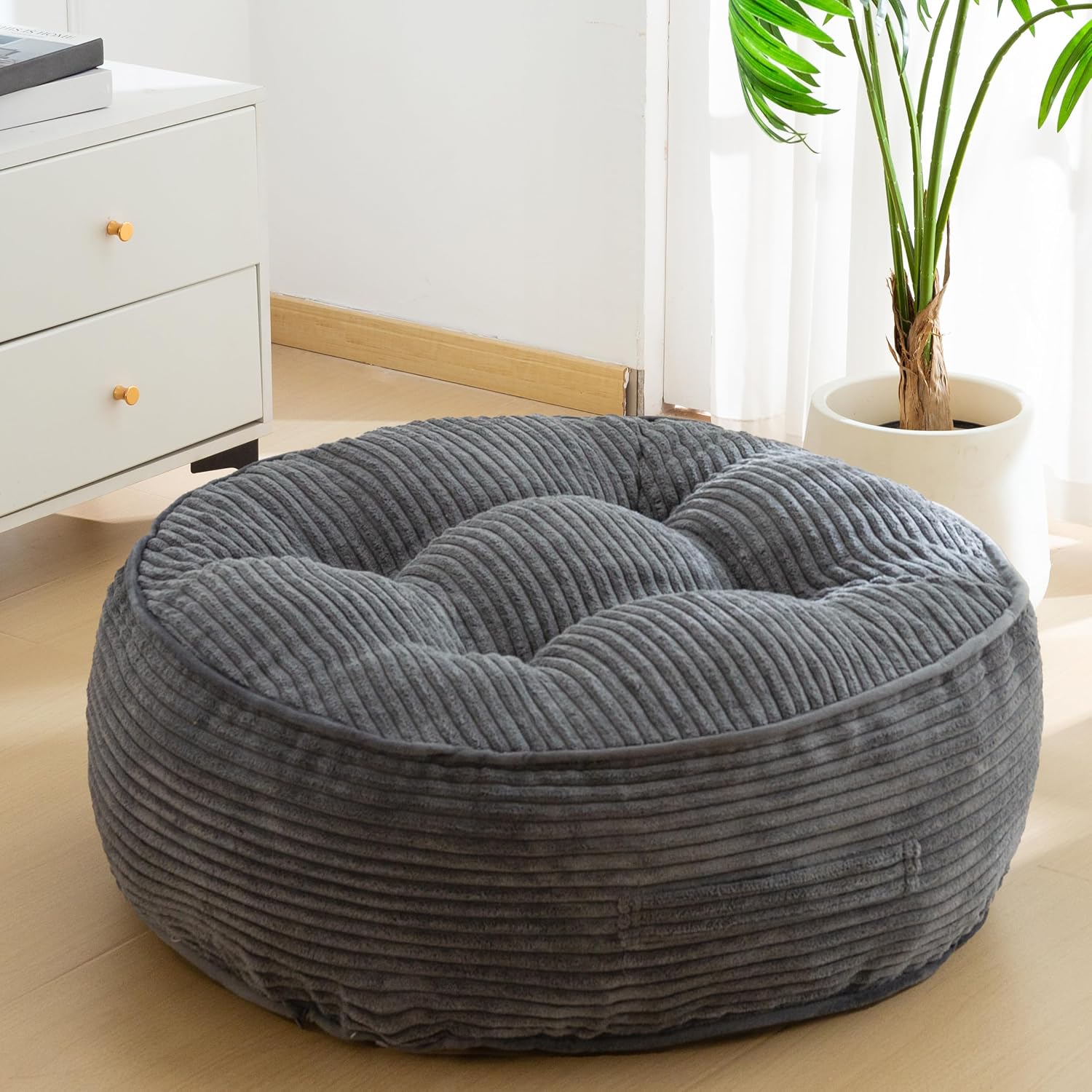 Tufted Corduroy Round Meditation Floor Pillow