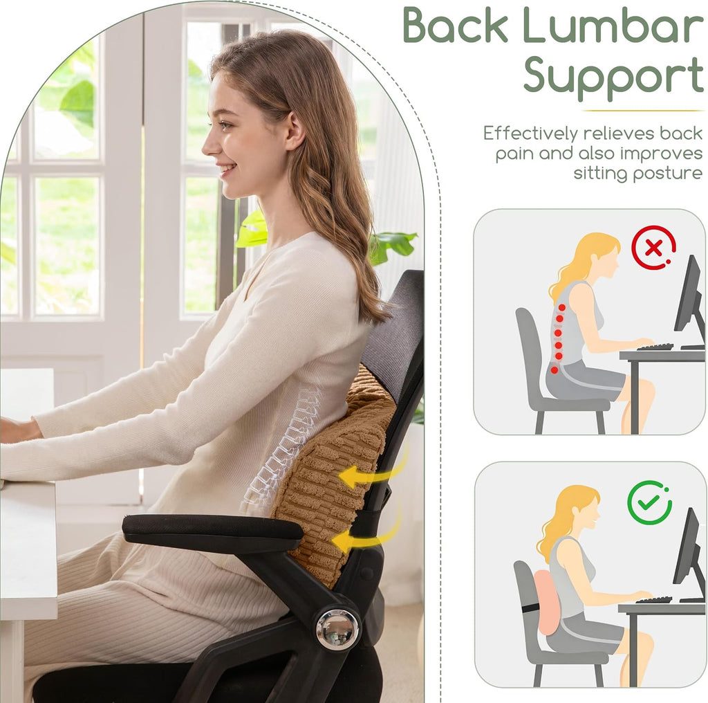 Brown Memory Foam Back Support Cushion
